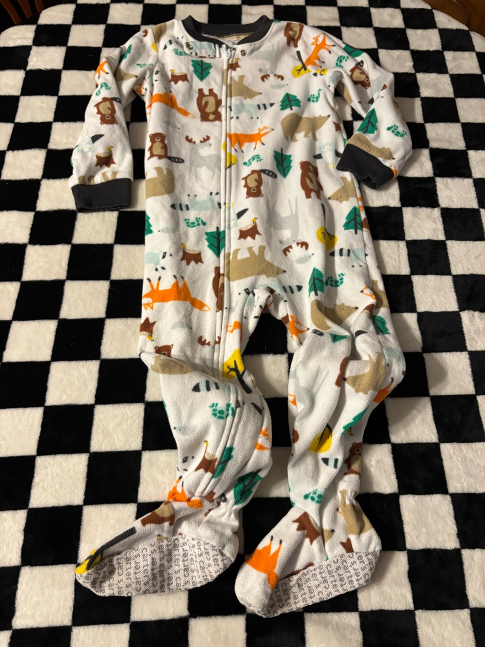 3T carters white sleeper with woodland animals